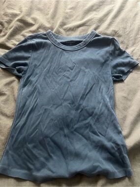 Old Navy Women's Dusty Blue Ribbed Crew Tee